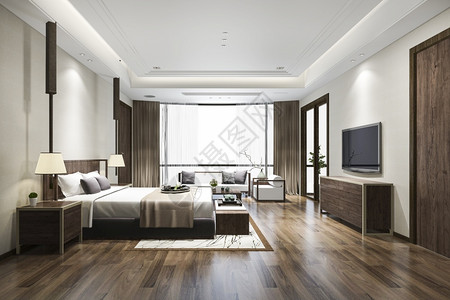 地毯室内的3d在度假酒店提供豪华卧室套房优雅图片