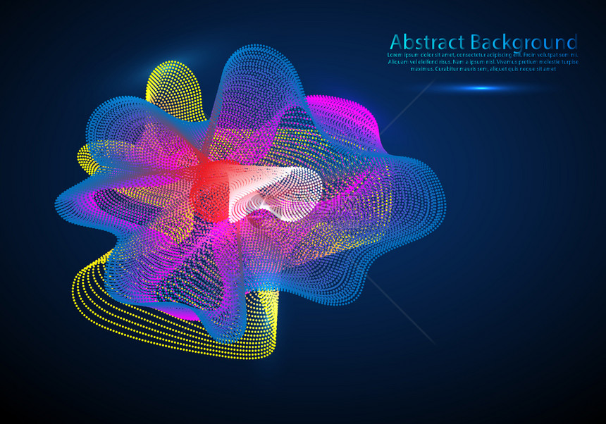 具有彩色动态波线和粒子的矢量抽象背景适合设计的矢量抽象背景混乱协同作用波浪图片