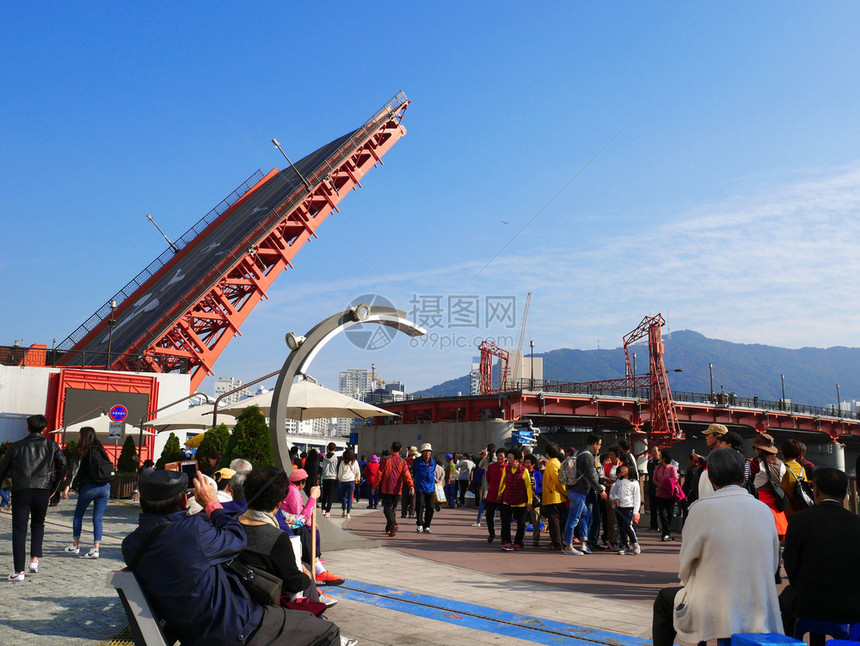 港口文化釜山南朝鲜2017年五月三日延多台桥是韩国第一个也唯座吊桥它已成为著名的釜山里程碑钓鱼图片