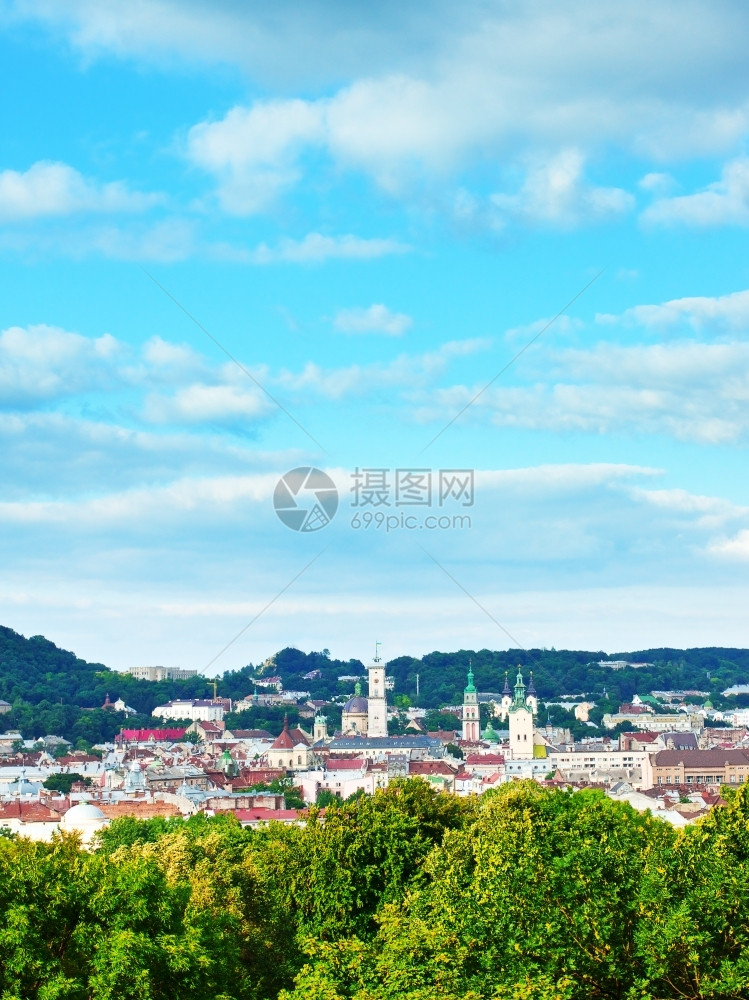 旅游乌克兰利沃夫夏日高角度视野森林景观图片