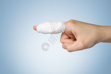 复制空间受伤的指头和绷带受伤的指头和白纱布色的医疗背景图片