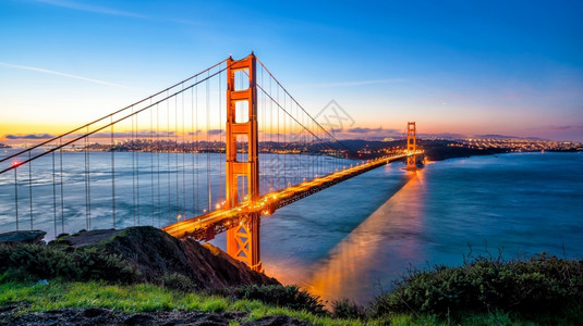 金门大桥美国加利福尼亚州旧金山日出门大桥暂停海洋硅图片