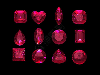结石配有剪切路径的红宝石形状组玫瑰闪耀高清图片