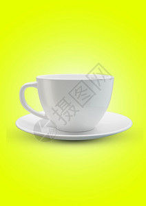 空茶杯纸板热马克杯茶叶或咖啡模板的杯瓷3D插图用于早餐的现实主义孤立茶杯以模拟孤立的现实茶杯设计图片