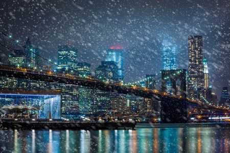 晚上纽约下雪白色的现代图片