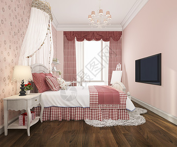 粉色的儿童卧室图片
