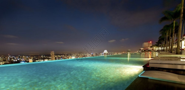 商业的新加坡在摩天大楼屋顶上游泳池地区的图片