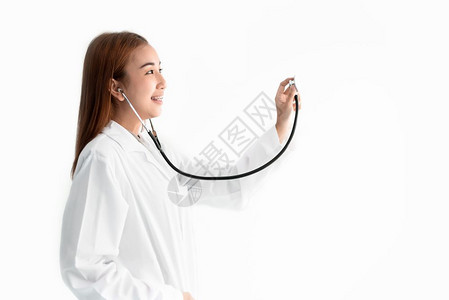 佩戴听诊器的女医生背景图片