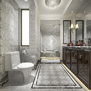 马桶疏通器窗户奢华公寓3d提供现代经典浴室用豪华瓷砖装饰器从窗口看到漂亮的自然观设计图片