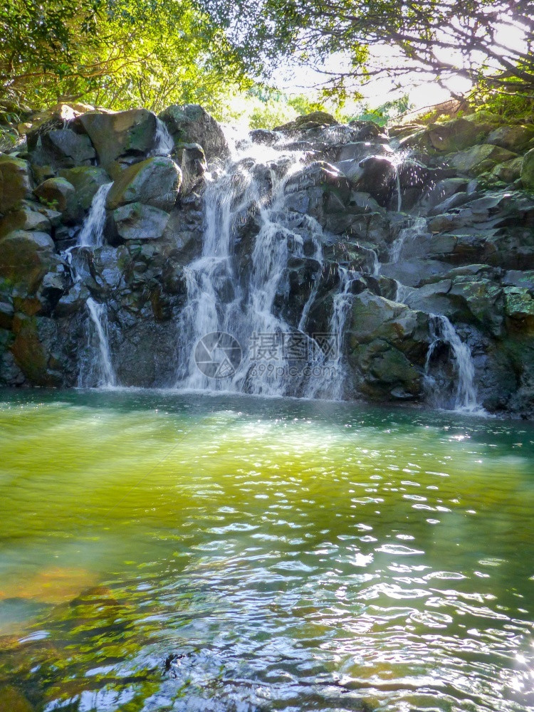 冷静的Vacoas瀑布流动水毛里求斯岛旅游的吸引力图片