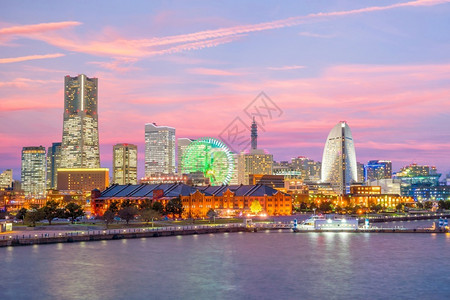 海日本落时横滨城市天线风景优美亚洲图片