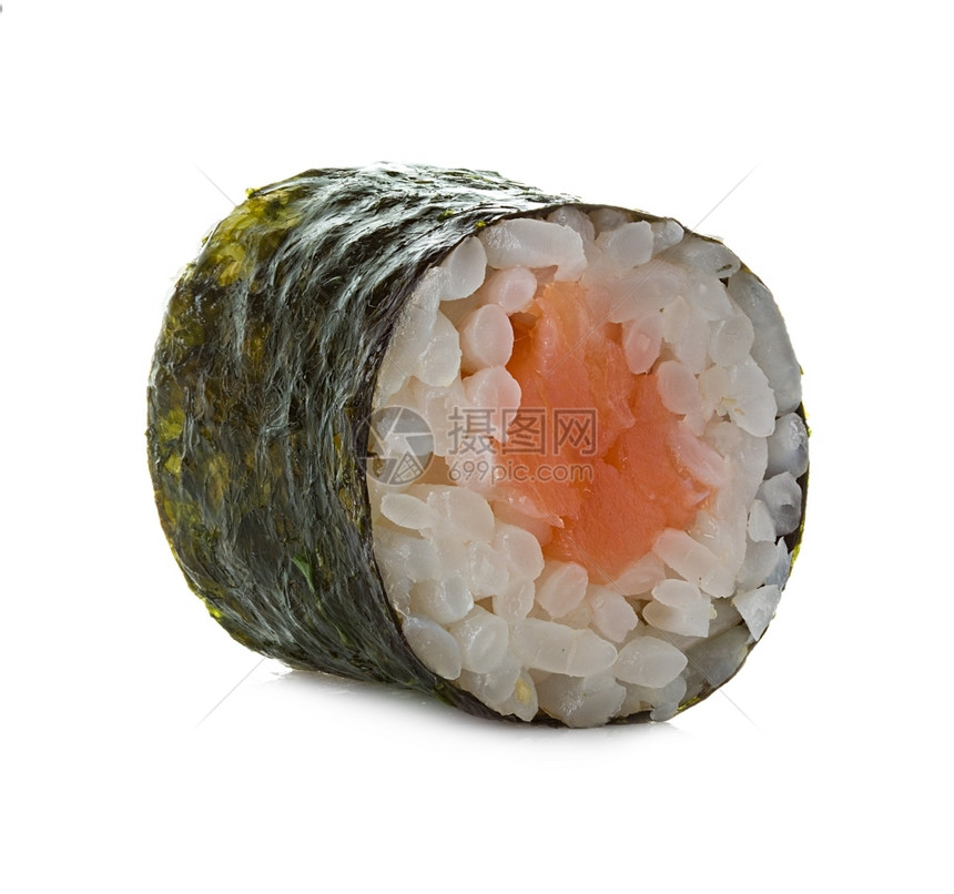 海藻开胃菜美味白背景孤立的寿司卷图片