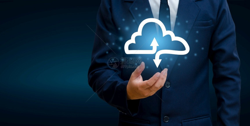 Cloud收集数据计算概念商人或信息计算图标CloudCommunication数字的或者战略图片