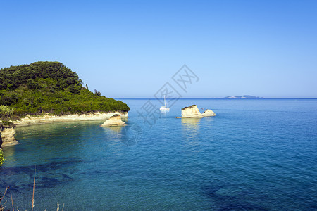 潘穆尔岛目的地自然旅游希腊科孚岛运河DrsquoAmourSidari的海景希腊科孚岛运河背景