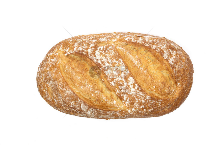 多于最佳黑麦白色背景的新鲜面包顶端视图以近距离详细的方式与白色背景隔绝图片