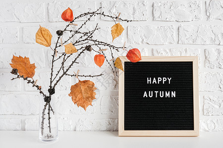 黑板上的快乐秋天图片