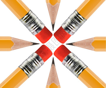 白色背景上孤立的圆形铅笔组群以圆形排列提示人群有创造力的图片