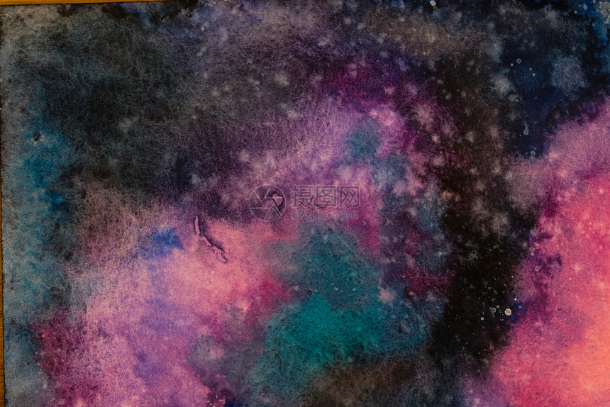 垃圾摇滚水彩画空间背景抽象银河水彩手绘画带有恒星纹身背景的Cosmicnight艺术深的图片