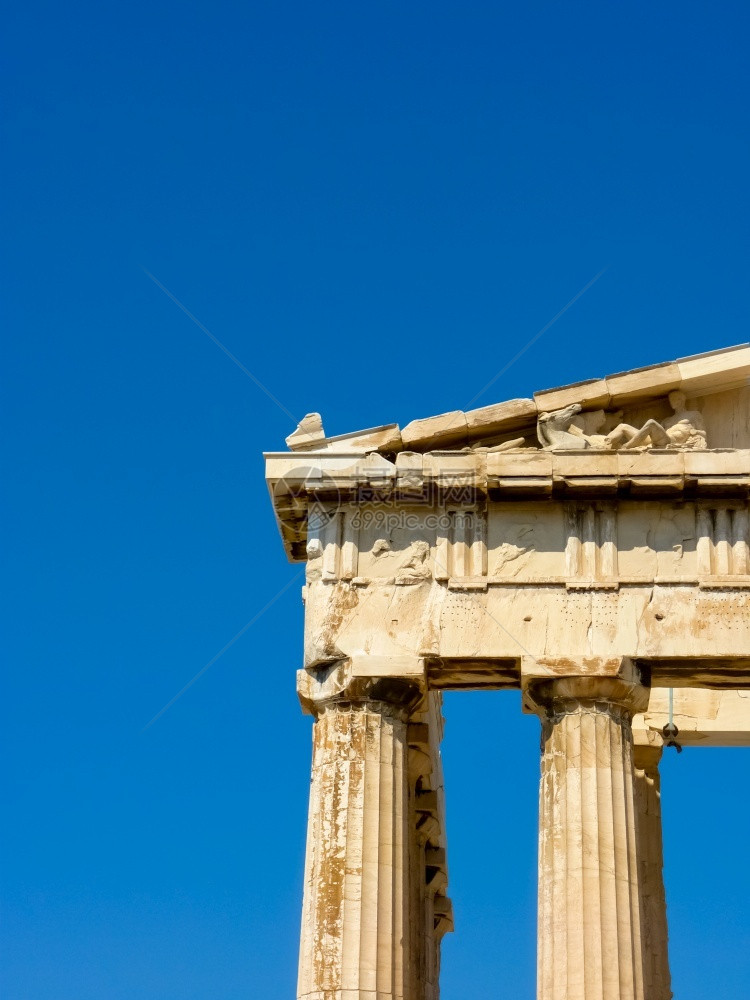 老的古董雕像帕台农神庙雅典的卫城寺庙图片