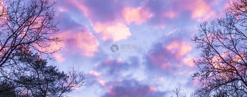 紫色的冬天母亲粉红和紫极平流层云在天空中产生影响有时冬季很少发生这种影响图片