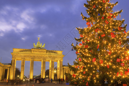 历史暮欧洲的圣诞节勃兰登堡门图片