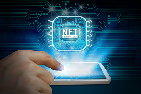 山寨消息使用智能手机的商人投资并支付独特的或艺术收藏品NFT非可替代象征物概念密码学标识符设计图片