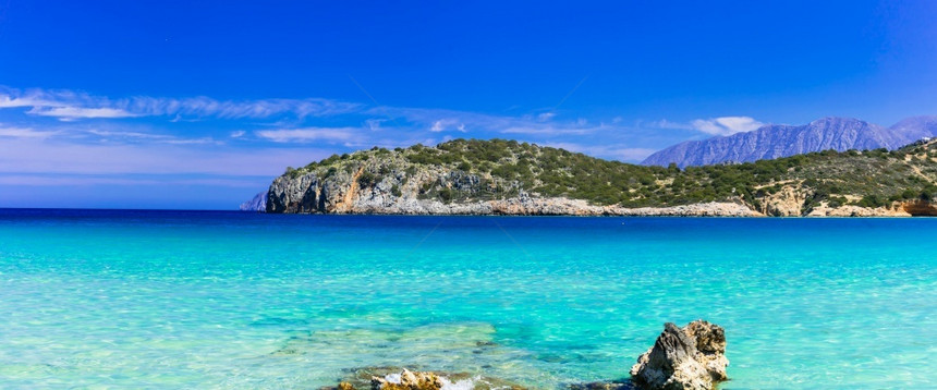 风景克里特岛希腊AgiosNikolaos附近的Voulisma海滩吸引力美丽的图片