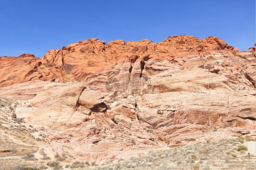 观察Mojave沙漠红岩峡谷的干地和红岩形成情况荒野内华达州莫哈韦图片