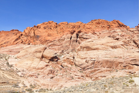 观察Mojave沙漠红岩峡谷的干地和红岩形成情况荒野内华达州莫哈韦图片