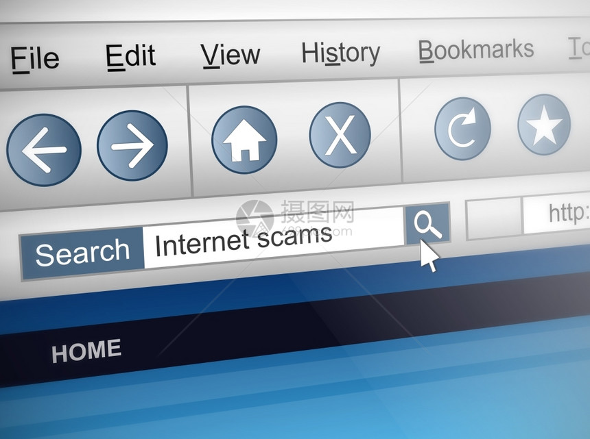 黑客攻击说明用网络诈骗搜索概念描绘电脑屏幕镜头的图示Internet危险的伪造图片