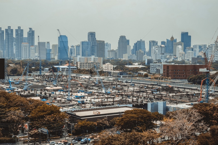 天际线泰国公寓大都市城景观和建筑工地全景市中心商业区房地产开发大都市城景观和建筑工地全景图片