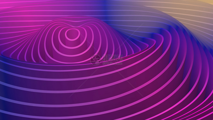 抽象波的3D渲染波动空间中的涟漪具有最大振幅震中的环波动明亮充满活力抽象背景插图网络最小的图片
