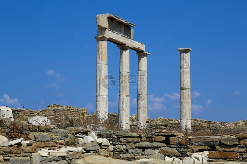 Delos岛是希腊重要考古遗址之一位于希腊柱子经典的毁了图片