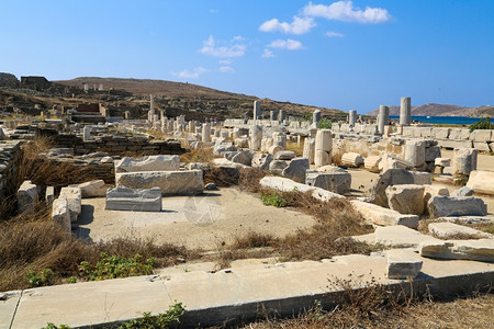 毁了海Delos岛是希腊重要考古遗址之一位于希腊阳台图片