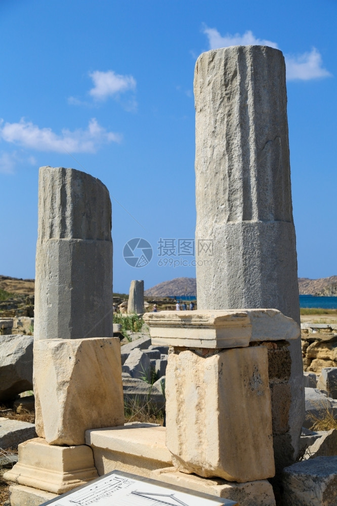 阿波罗Delos岛是希腊重要考古遗址之一位于希腊历史不朽的图片