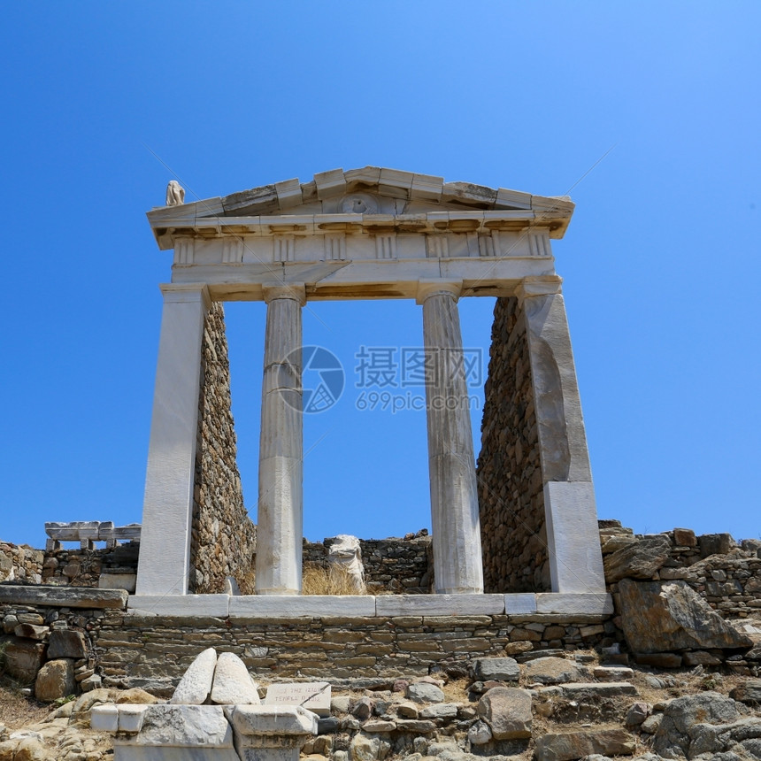 毁了Delos岛是希腊重要考古遗址之一位于希腊复制品爱琴海图片