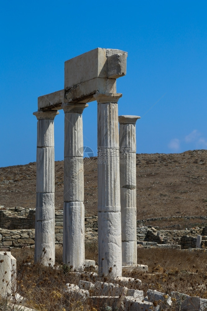 Delos岛是希腊重要考古遗址之一位于希腊寺庙著名的过去图片