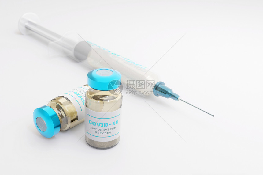 疫苗与注射器特写图片