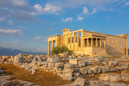 卫城希腊雅典帕台农山埃列希翁神庙雅典圣殿白天考古学图片