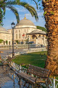 拜占庭宗教的圣殿历史土耳其伊斯坦布尔土耳其SultanAhmet墓071329年在土耳其伊斯坦布尔一个多云的夏季日苏丹Ahmet之墓背景