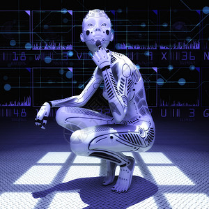 3D说明一名女Cyborg数字的身体想象图片