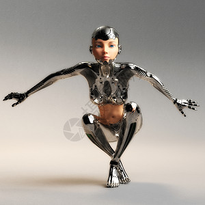 后小性感外星人未来派女机器3D说明一名女Cyborg设计图片