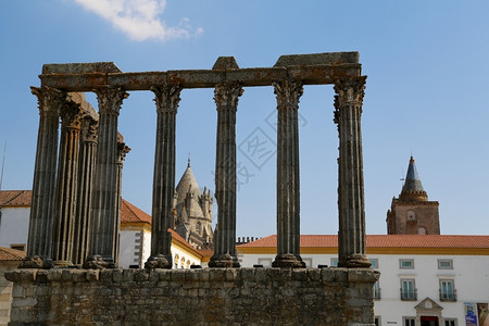 老的葡萄牙埃沃拉罗马寺庙世界遗产Unesco地点历史的图片