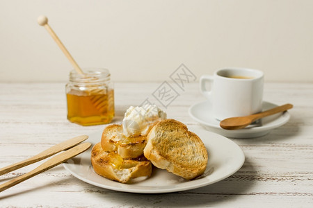 种子带蜂蜜早餐的自然制图片