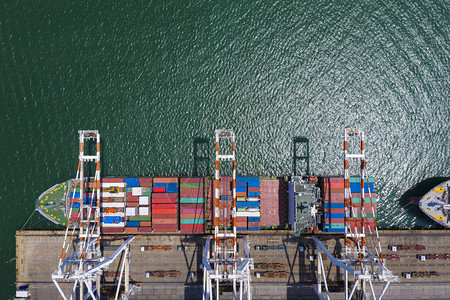 建造航运港口装卸货物集箱流服务站国际航运业海上船舶鸟瞰图载体国际的图片