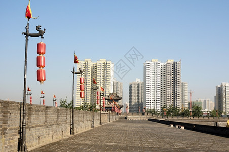 城市文化西安著名古城墙的地界标志公寓图片