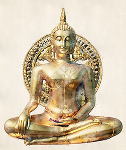 句芒神金的位于泰河水色风格的阴殿中佛像雕塑金属背景