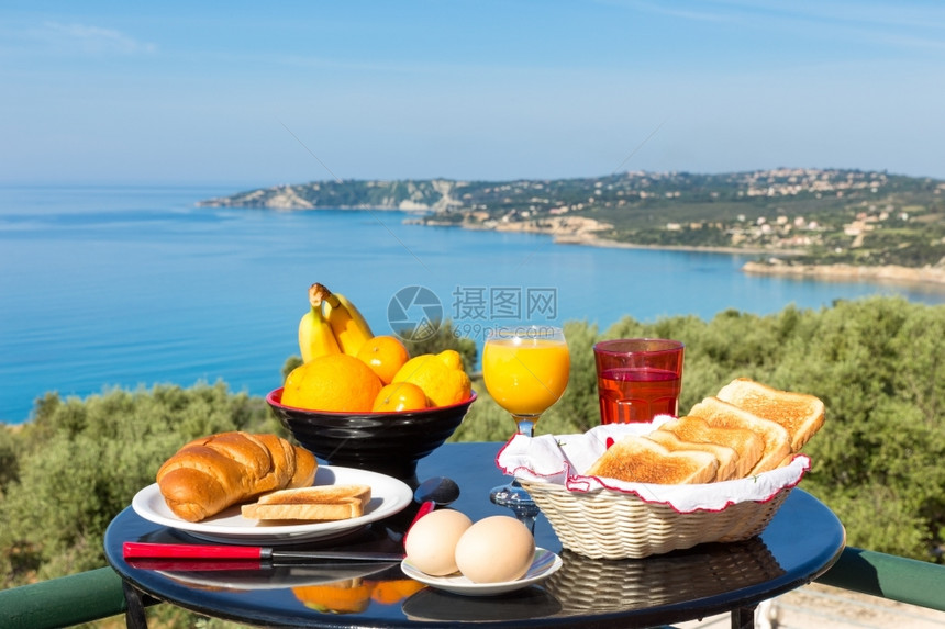 天空景观希腊Kefalonia岛海面食物和饮料餐桌希腊Kefalonia岛采取图片
