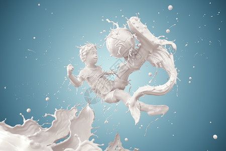 (打、击等的)一下液体新鲜的Boyrsquos身体打橄榄球男孩足运动员踢奶粉和剪切路径3D插图等形式的奶粉健美运动员设计图片