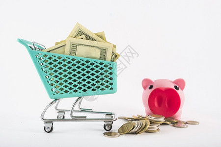 购买商业的债务小型杂货车装有币小猪银行图片